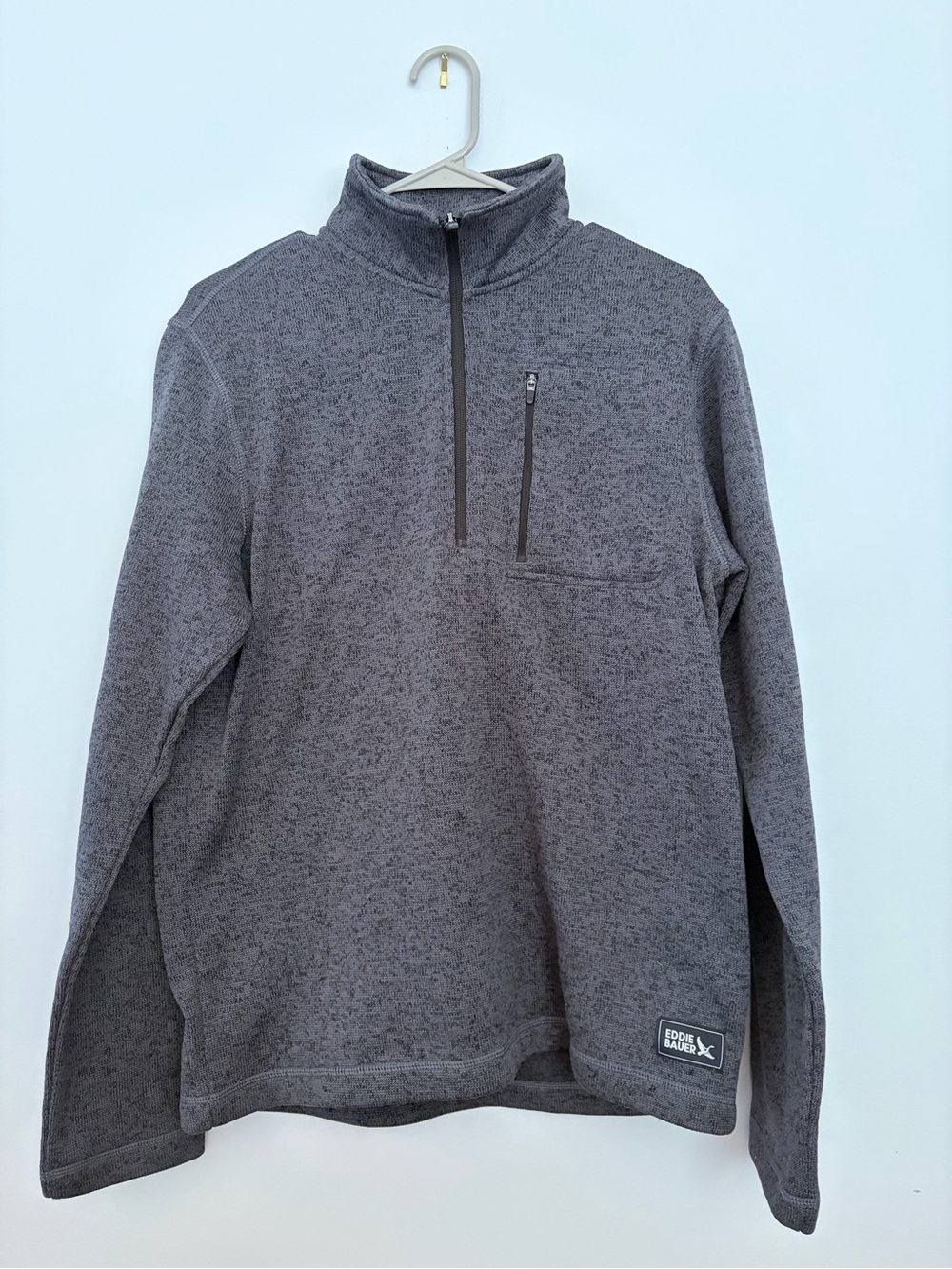 Eddie Bauer Men's Dark Heather Blue Quarter-Zip Fleece Pullover